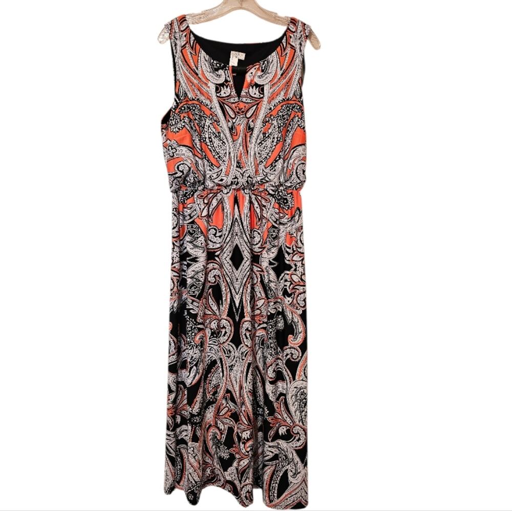 Emma & Michele Tank Top Maxi Elastic Waist Floral And Paisley Dress XL